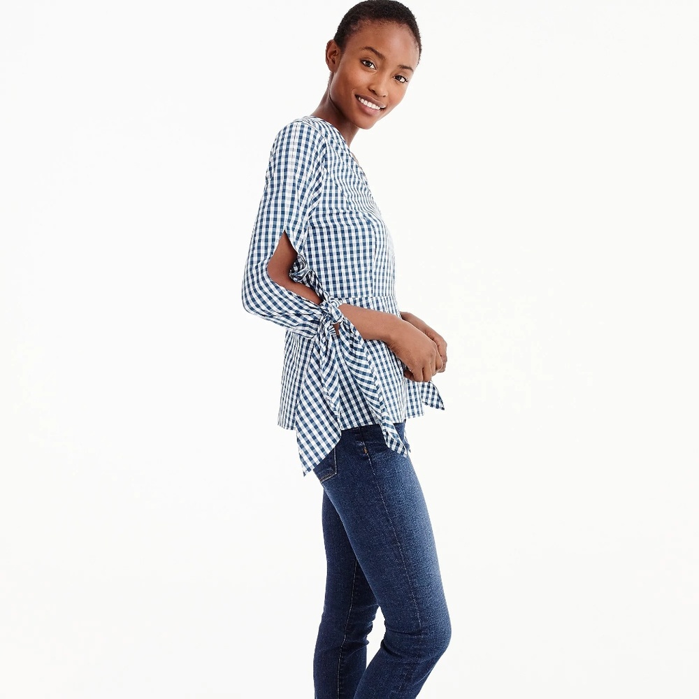 NWT Universal Standard 4 J.Crew Poplin Tie-Sleeve Top